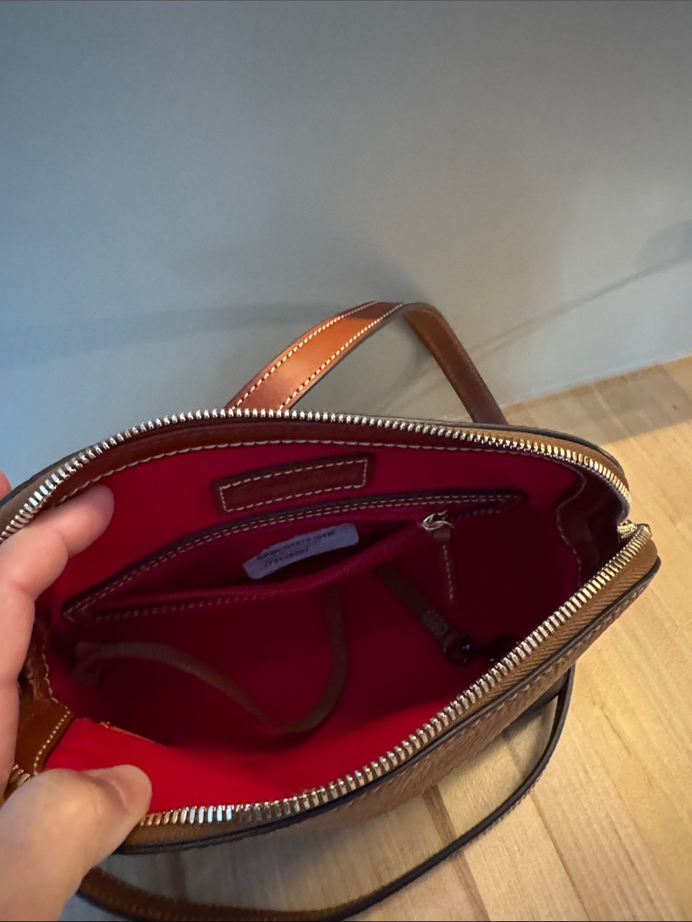 Dooney & Bourke Black and Brown Pebbled Leather Dome crossbody - Picture 2 of 5